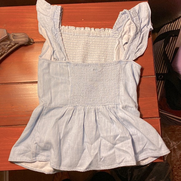 Old Navy smocked ruffle jean tank top - Picture 2 of 3